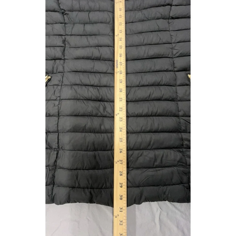 Women Puffer Jacket 2XL Black Gold Silver Zip Pockets Outdoor Winter Travel Coat